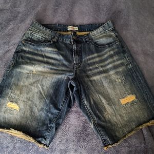 Rivet De Cru Thomas 5PKT Cut Denim Short Mens Sz36 Regular Lime Cream